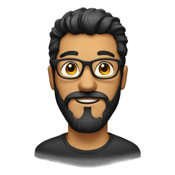 Hombre con pelo corto negro, barba y lentes sticker