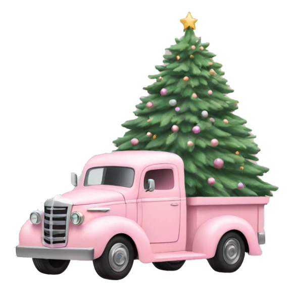 Pastel Pink truck with Christmas tree sticker
