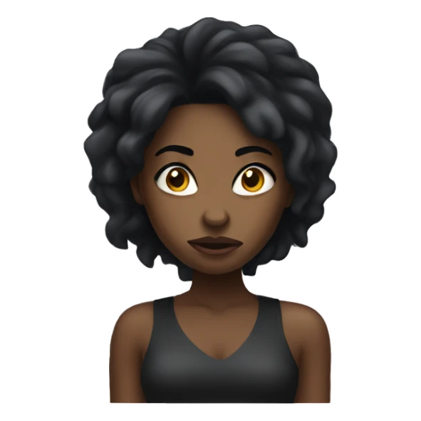 Mad emoji black girl with black hair  sticker