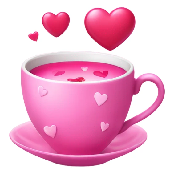 Love potion in a pink tea cup with hearts around it sticker
