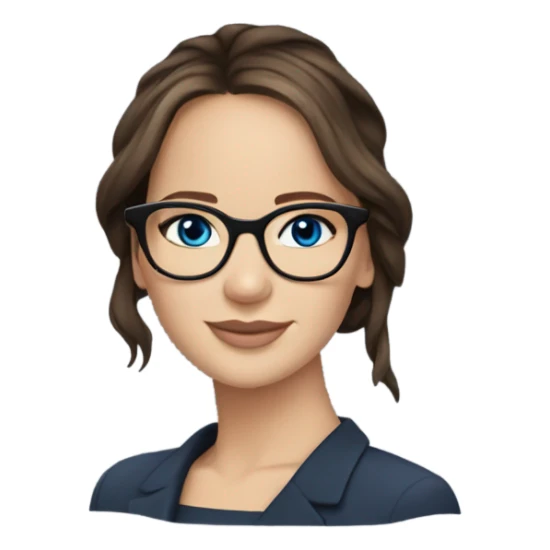 brunette Jennifer Lawrence wearing glasses and blue eyes  sticker