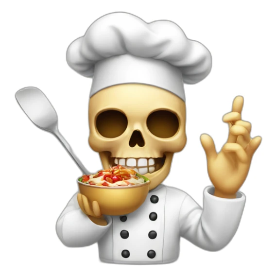 skull chef blowing a kiss heart sticker