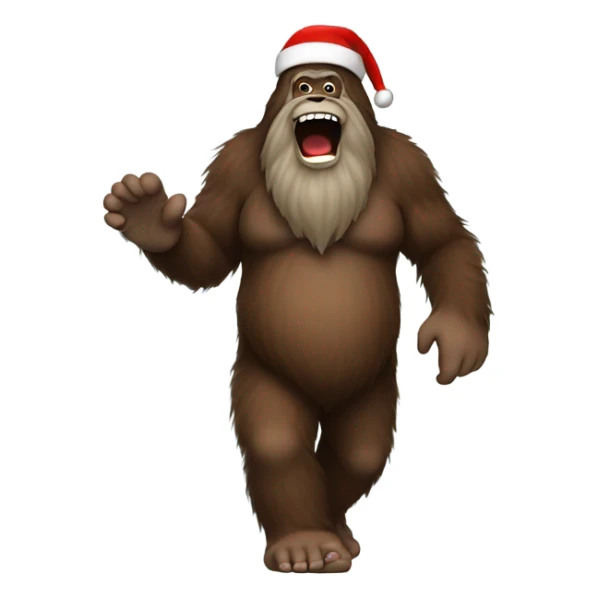 bigfoot as santa claus sticker