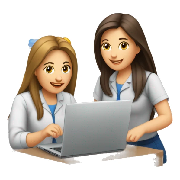 dos mujeres uruguayas trabajando en laptops haciendo voluntariado sticker