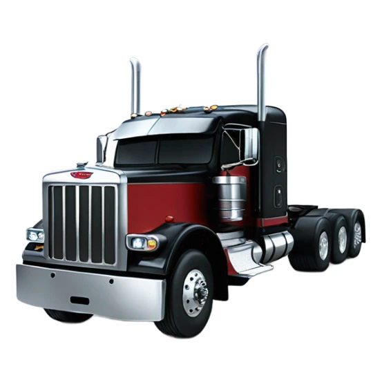 Peterbilt 389 black with flat top and dual rear tires and flat bumper sticker