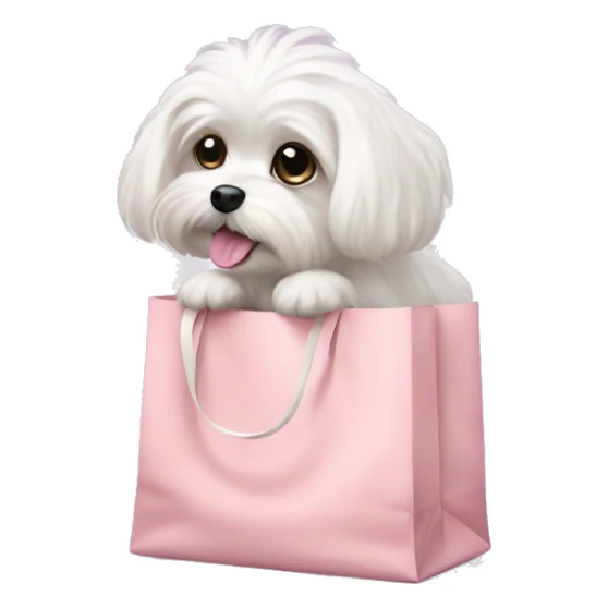 Maltese dog in a light pink bag sticker