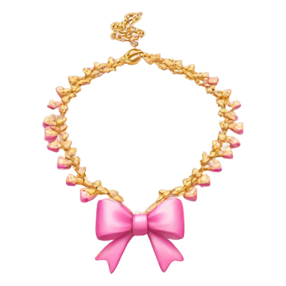 Gold necklace with little pink bows sticker