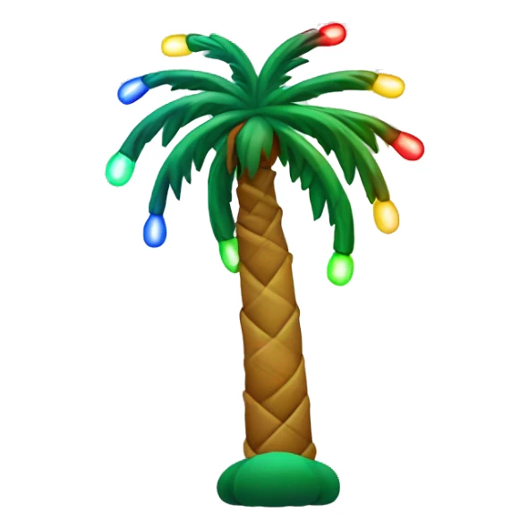Palm tree with colorful Christmas lights wrapped around it sticker
