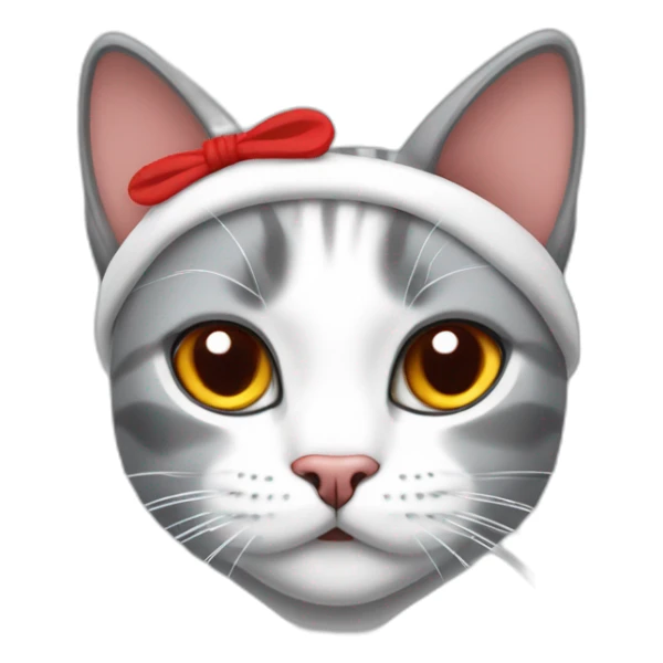 grey and white cat with red headband below ears rambo style sticker