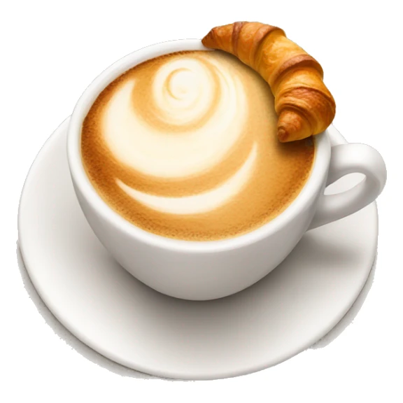 Cup of cappuccino with croissant sticker