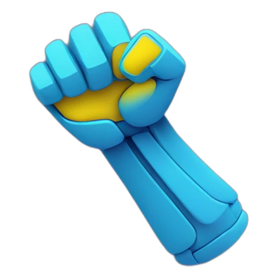 Generate an Flexed Biceps icon in the style of "artificial intelligence" using neon shades of blue, yellow and purple. it should be simple and minimalistic enough to remove the background. sticker