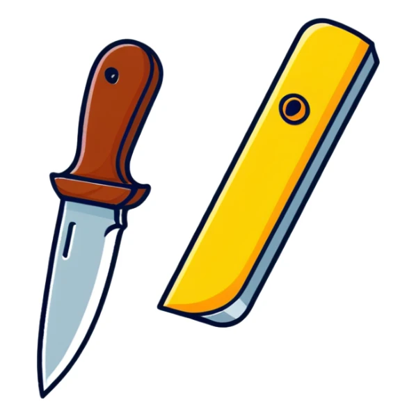 Roblox Murder Mystery logo with playful cartoon look, knife and question mark, sticker style sticker