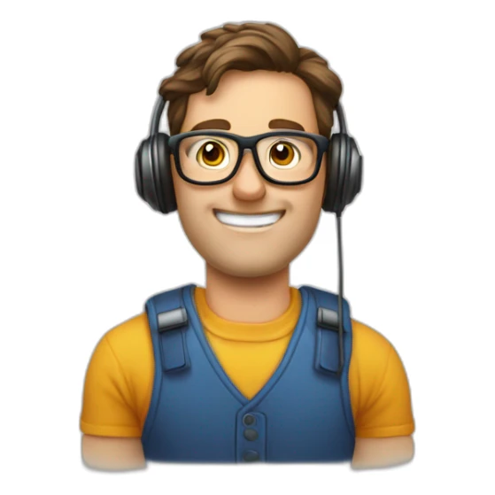 Geek tenant à la main près de son oreille un iphone 15 sticker