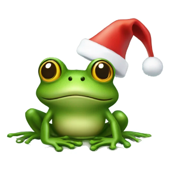 Frog on a Lily water with christmas hat sticker