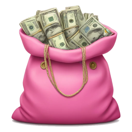 Pink bag full of money sticker