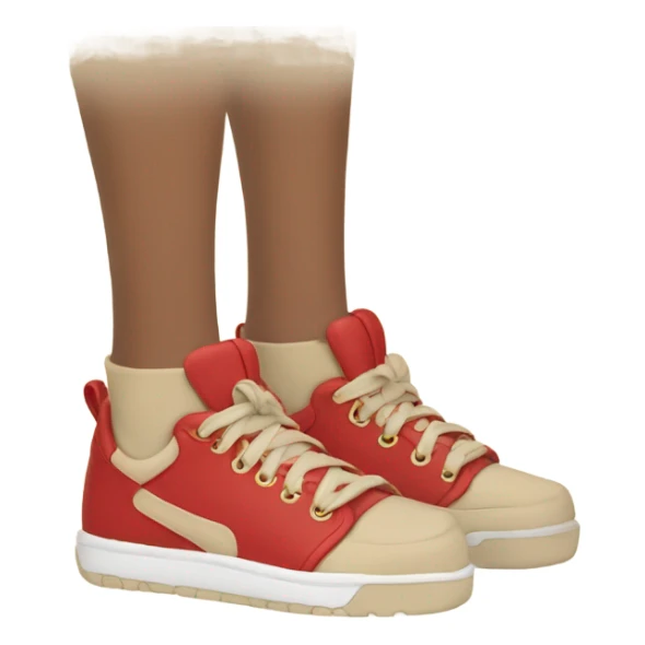 red and beige sneakers on feet sticker