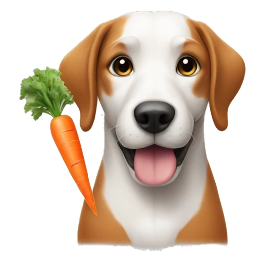 Dog with carrot sticker