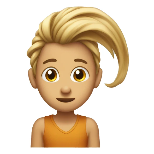 Coy side glancing emoji that tucks hair behind ear gesture sticker