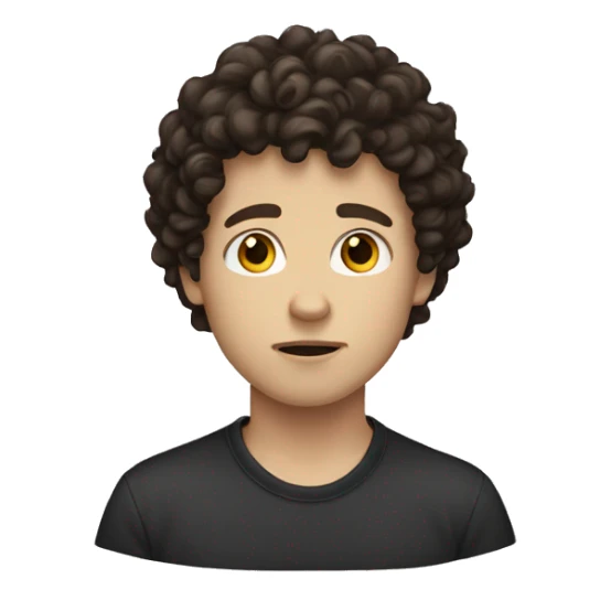 white boy with dark brown curly hair fear sticker