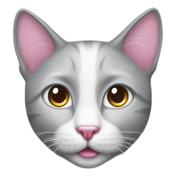 silver cat with pink nose and white spot sticker