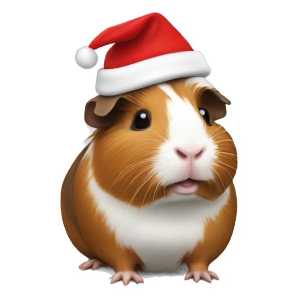 Guinea pig wearing a Santa hat sticker