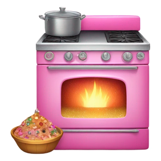 Pink ombre stove with food and glitter  sticker