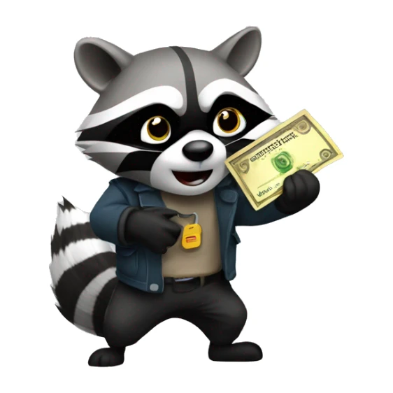 raccoon robbing bank sticker