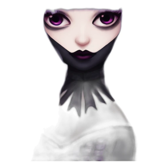 Elissabat-with-bangs-long-hair-dark-purple-and-black-vampire-goth-makeup-pinkeyes-romanticgothcloses- sticker