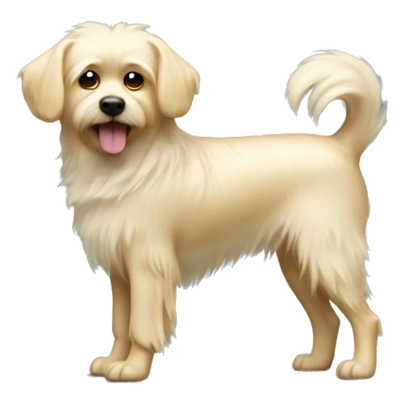 Light blonde small dog with shaggy fur full body sticker