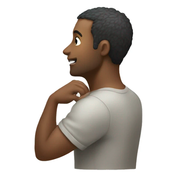 man reaching for the back of his neck with one hand sticker