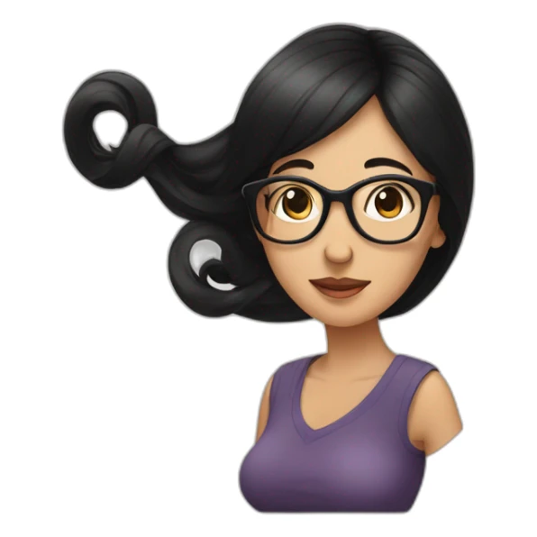 black hair glasses pregnant lady leaning over sticker