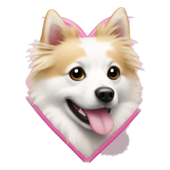 White and blonde spots spitz in a pink heart sticker