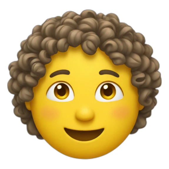 Yellow roumd face with curly hair smiling sticker