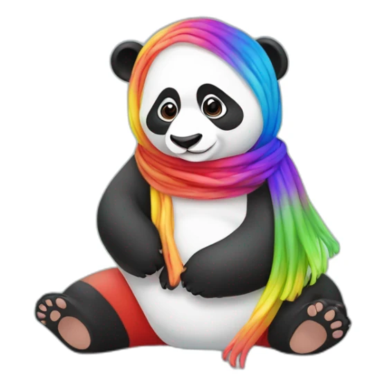 Rode panda met nog een rode panda en allebei een Rainbow sjaal om sticker