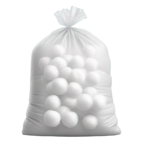  plastic bag of cotton balls no face, realistic sticker