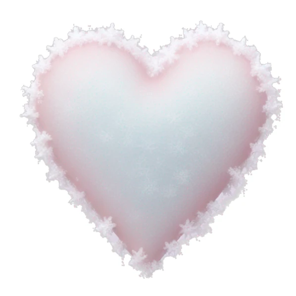 frozen pale pink heart with snow sticker