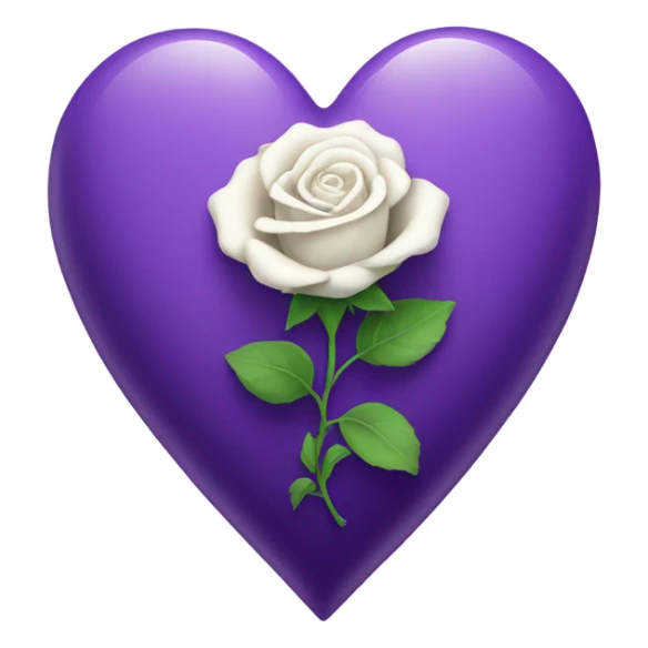 Purple heart with a white rose inside sticker