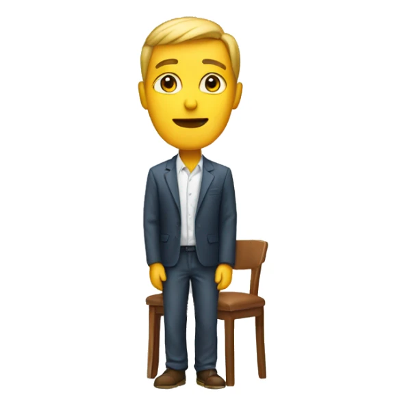 standing infront of a chair sticker