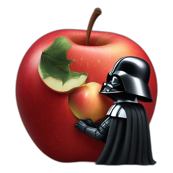 Darth Vader kissing a giant apple sticker
