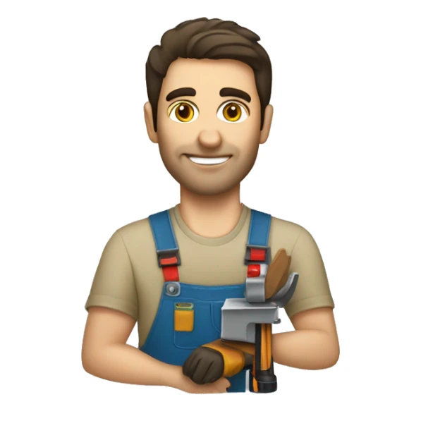 Woodworker with miter saw caucasian dark hair sticker