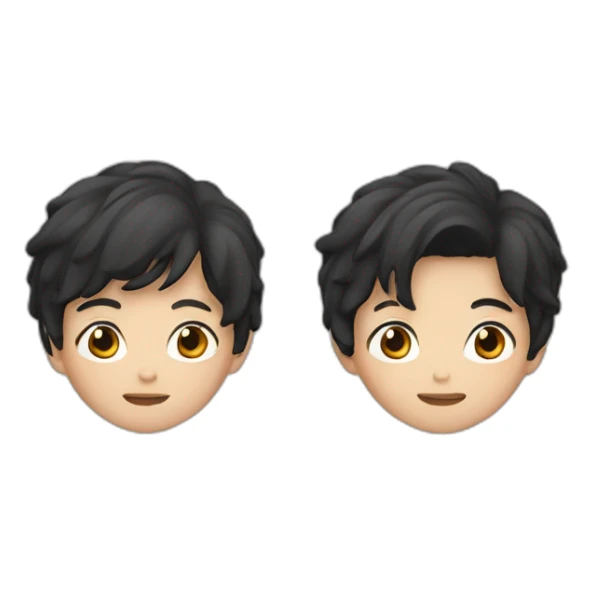 A boy with Asian features, white skin, black hair sticker