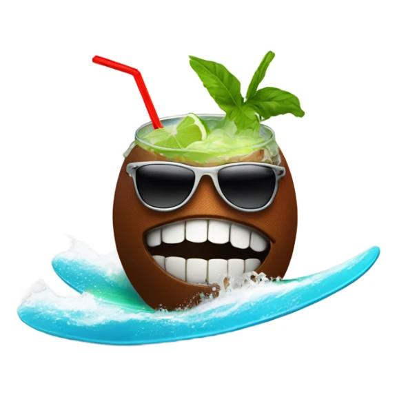 Football surfing with sunglasses and a mojito sticker