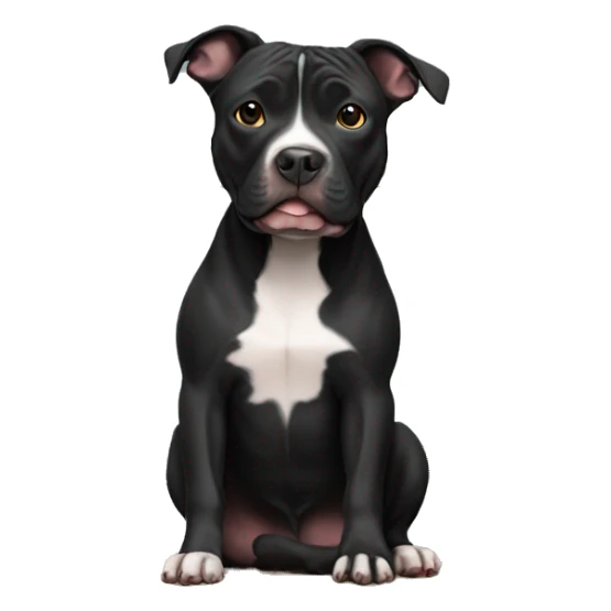 Black pit bull sitting on a chair  sticker