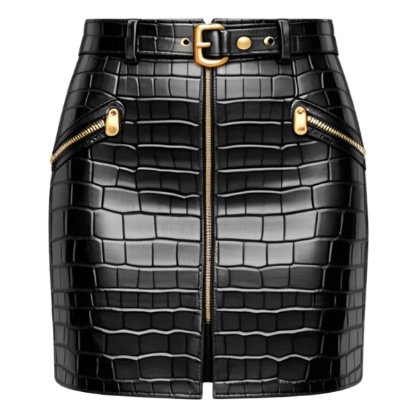 super realistic black crocodile leather mini skirt sticker