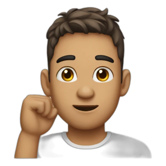 mewing, perfect jawline, hand on ear, deaf emoji type vibe sticker