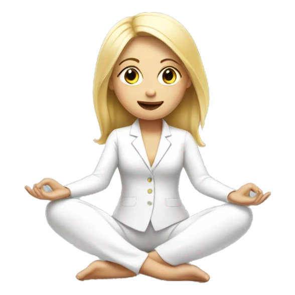 Blonde girl doing yoga in white suit  sticker