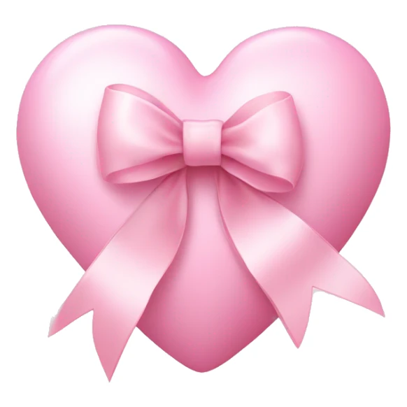 Baby pink heart with pale pink ribbon bow sticker