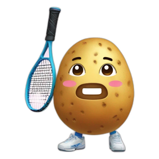 Kawaii potato in tennis uniform sticker