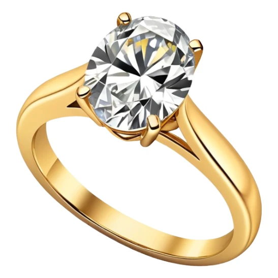 Gold Engagement ring with an oval 6 carat sticker