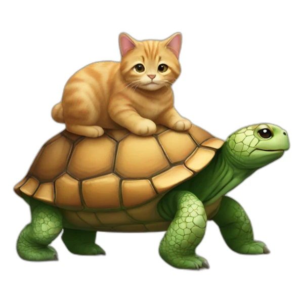 Un chat sur une tortue sur un ours sticker
